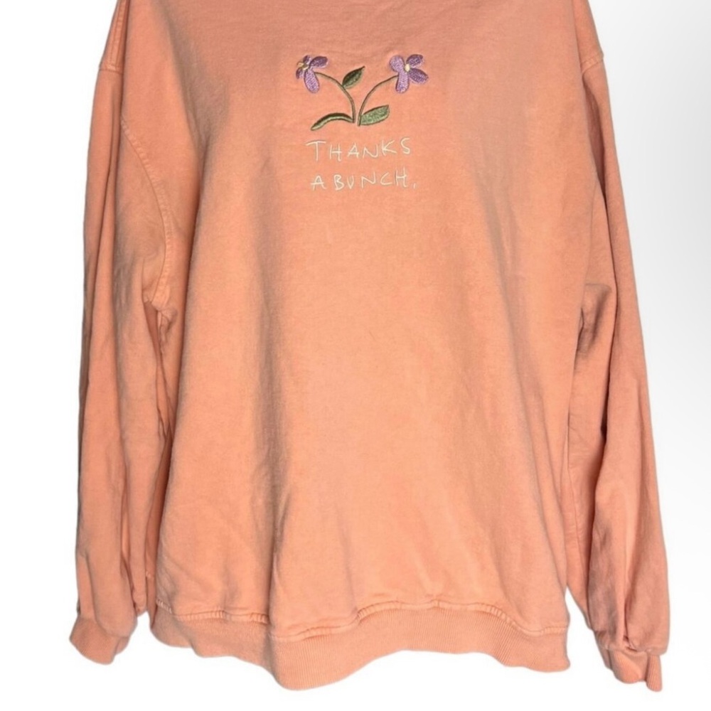 Urban Outfitters “Thanks a Bunch” Peach Crewneck with Floral Embroidery. Size M. - Picture 3 of 9